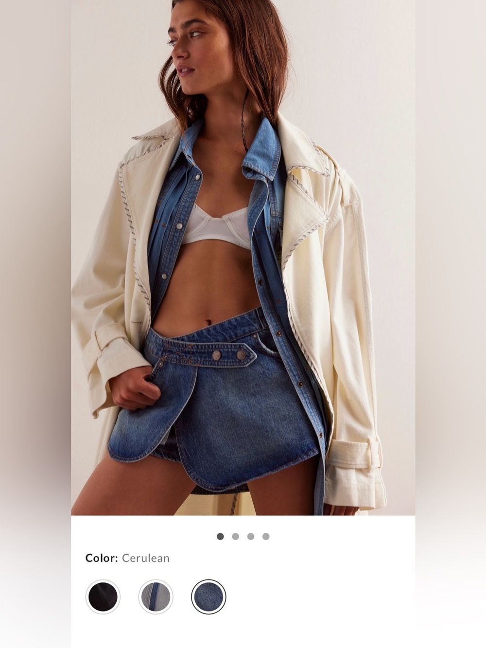 We the Free “Maxine” Denim Button-Front Mini Skort